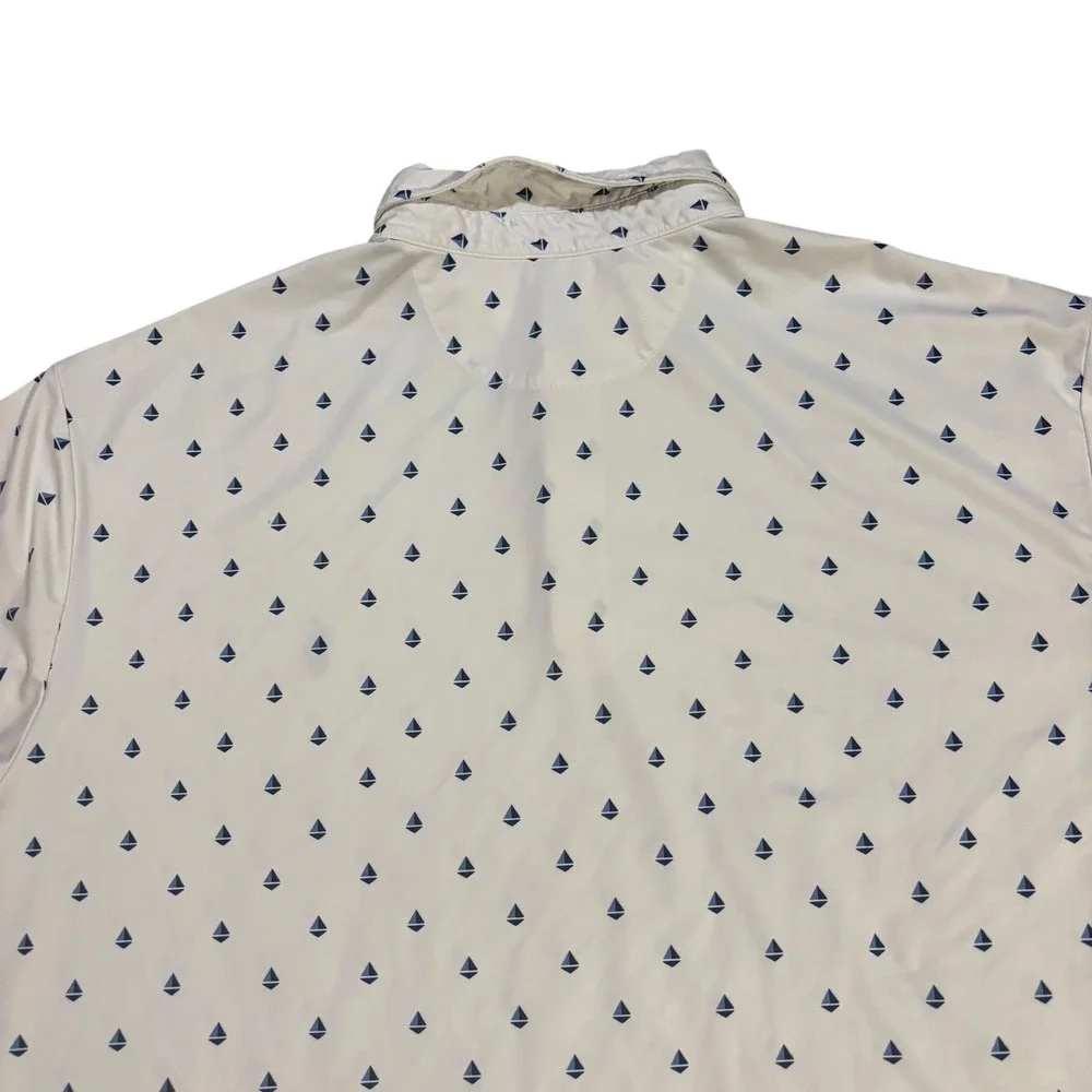 Polo Ralph Lauren Performance Polo‎ Shirt Men's 2XL White Sailboat Print